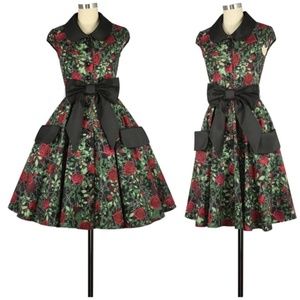 Chic Star Rose Peter Pan Pinup Dress